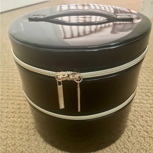 Lancome Black Train Case Travel Makeup Bag Cosmetic Beauty Box 2 Compartments